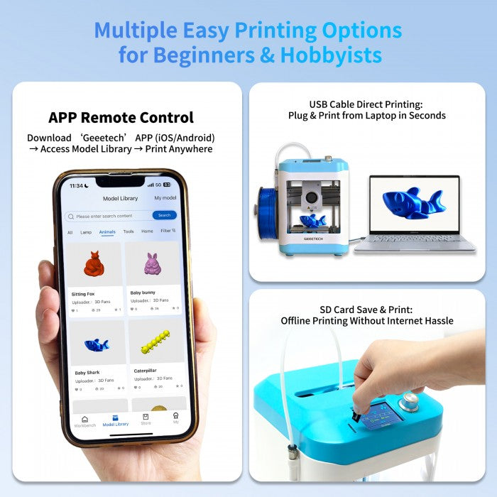 GEEETECH M1S High-Speed Mini 3D Printer for Kids & Beginners