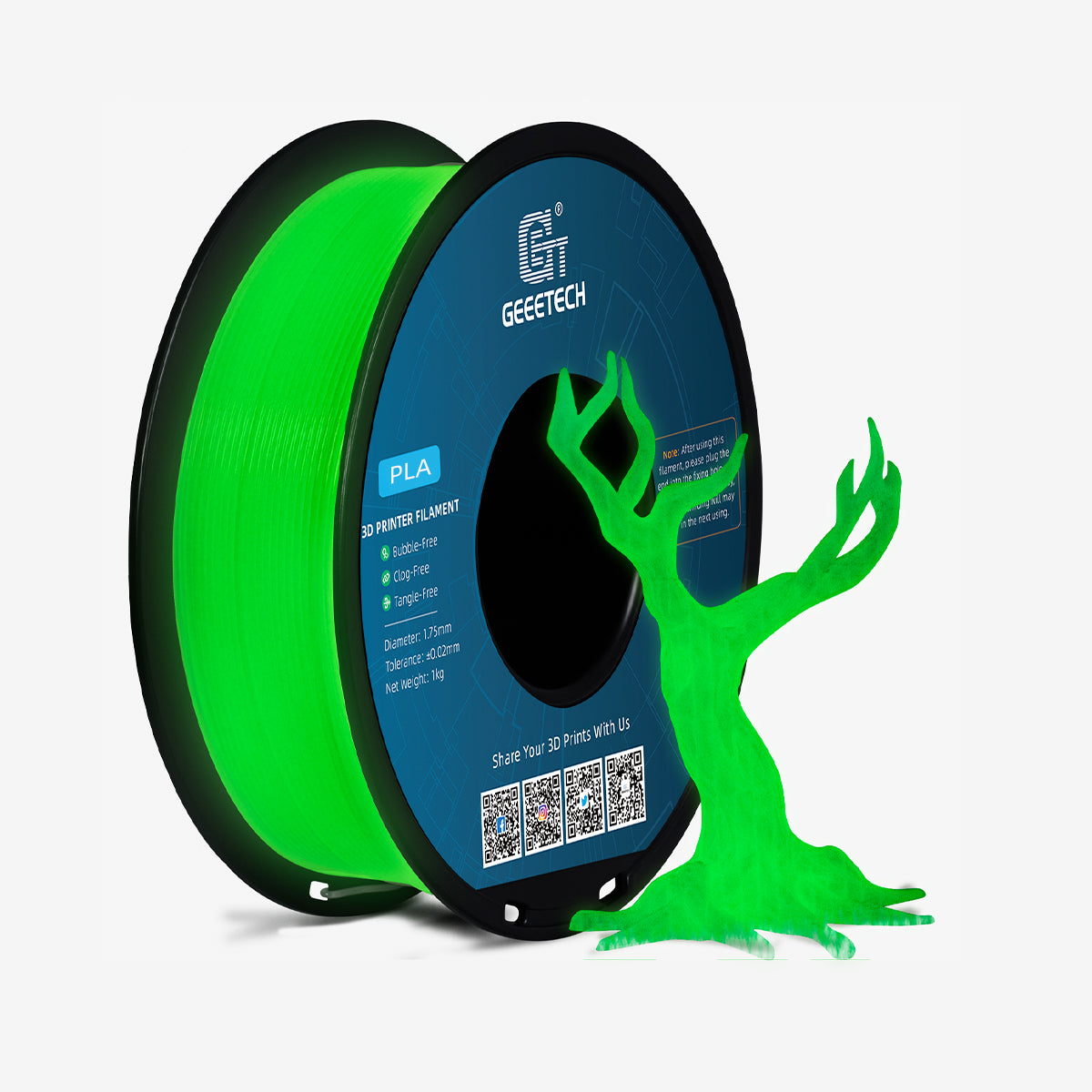 GEEETECH PLA Luminous 3D Printer Filament 1.75mm, 1kg Spool