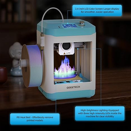 GEEETECH M1 High-Speed Mini 3D Printer for Kids & Beginners
