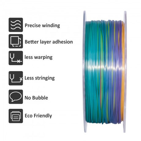 GEEETECH PLA Silk Rainbow 3D Printer Filament 1.75mm, 1kg Spool
