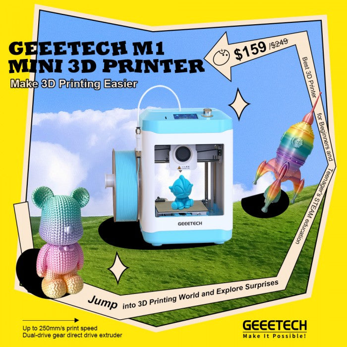 GEEETECH M1 High-Speed Mini 3D Printer for Kids & Beginners
