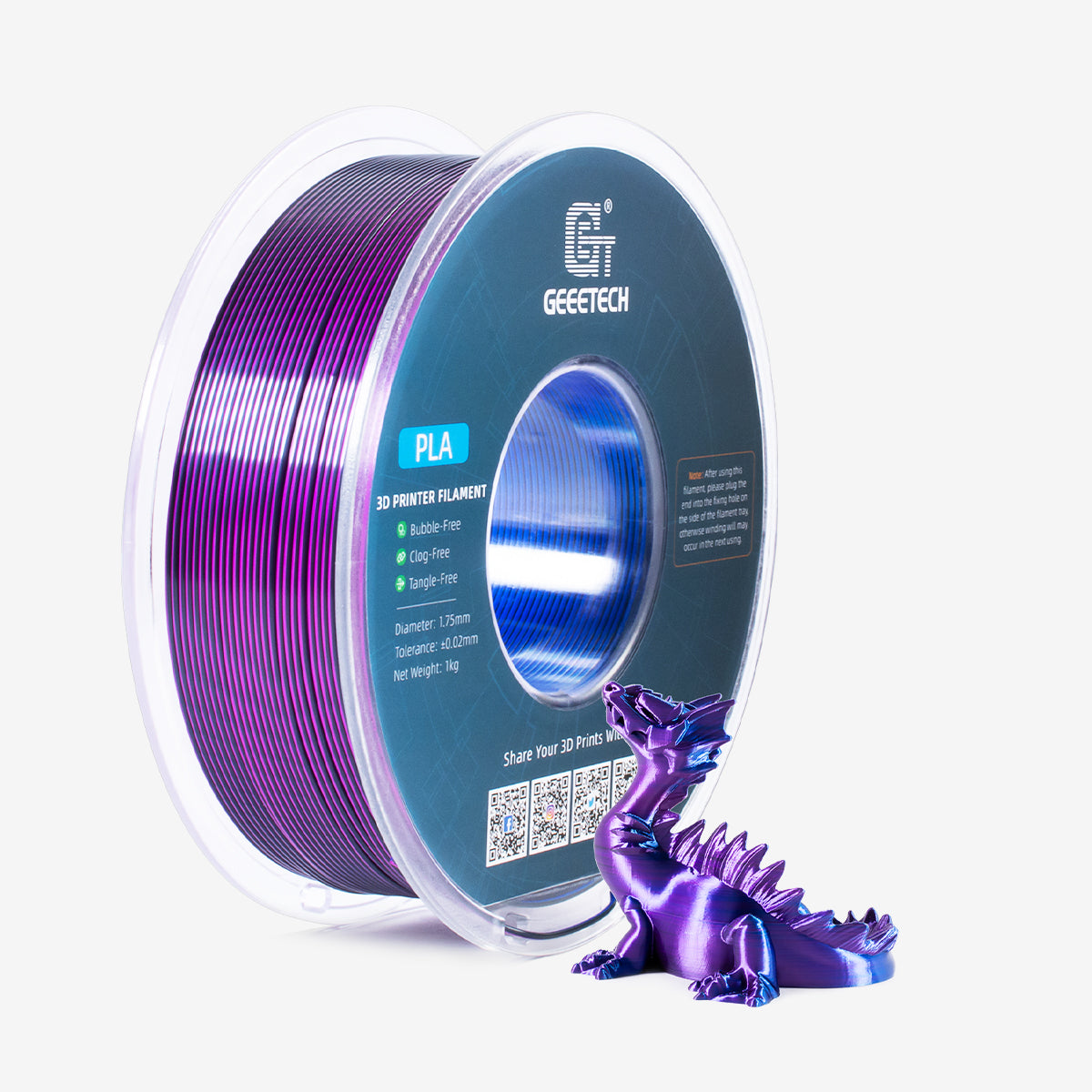 GEEETECH PLA Silk Tri-Color 3D Printer Filament 1.75mm, 1kg Spool